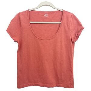 J. Crew Organic Slub Scoop Neck T-Shirt Size M Cap Sleeve Terra Cotta